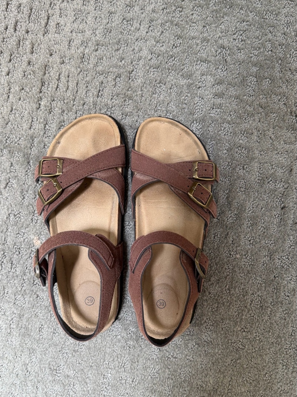 Brown Strappy Buckle Sandals